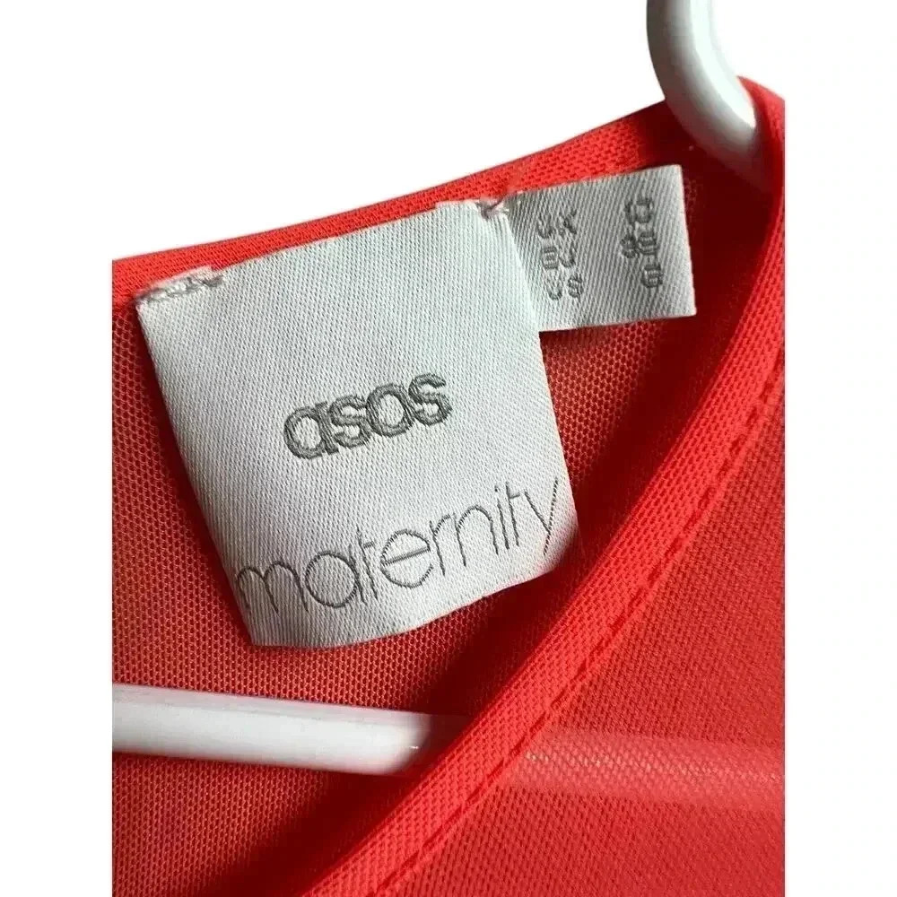 Asos Maternity Mesh Keyhole Dress Peach/Orange Size 6 - Picture 4 of 14